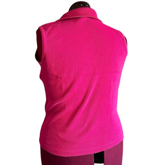 Womens Top Size XL Pink Tank Collar Business Casual Resort Wear Golf Tennis Work - Picture 4 of 7